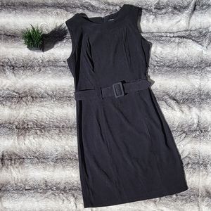 Black Sleeveless Faux Suede Sheeth Dress